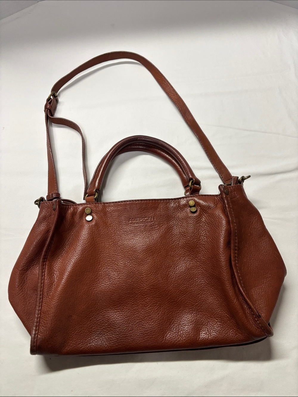 American Leather Co. Brown Leather Satchel with Adjustable Strap
